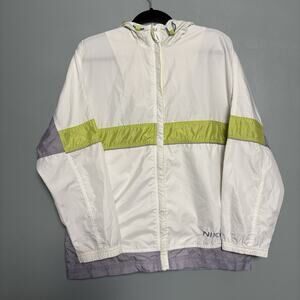 Vintage 90’s Nike White Lime Green Windbreaker Jacket Running Small